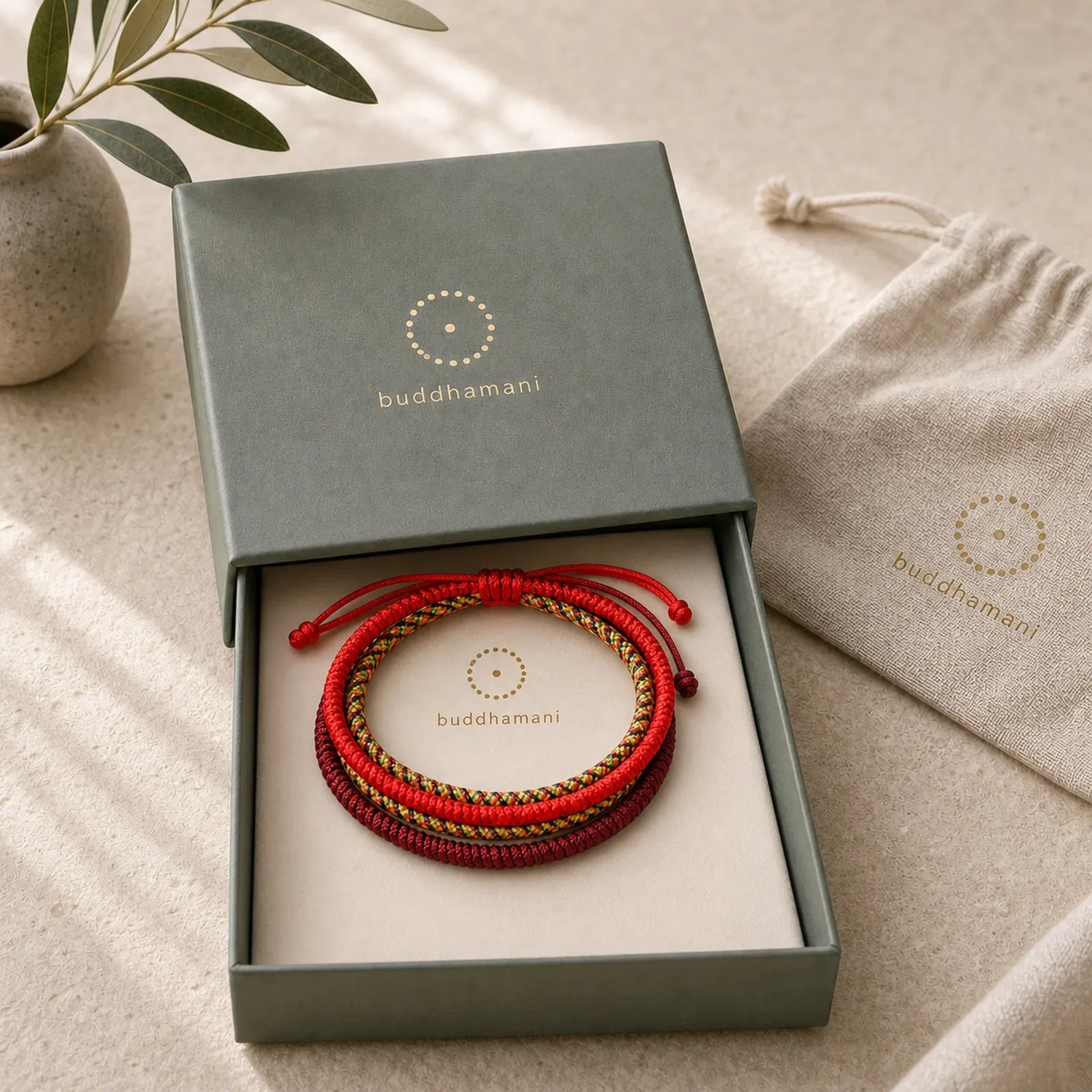 Tibetan Lucky 3 Combination Sets Red String Bracelet featuring Red String