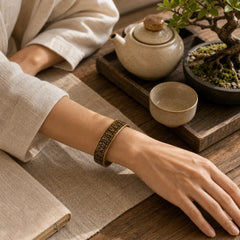 Tibetan Mahāpratisarā Mantra Sanskrit Copper Brass Healing Bracelet Bangle featuring Copper