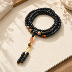 Tibetan Mala Cypress Bodhi Seed Red Agate Healing Bracelet featuring Cypress, Bodhi Seed, Red Agate