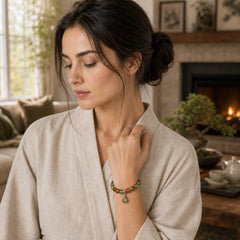 Tibetan Natural Green Agate Healing Bracelet featuring Green Agate