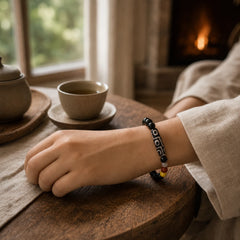 Tibetan Natural Nine-Eye Dzi Bead Wealth Power Bracelet featuring Nine-Eye Dzi Bead, Dzi Bead