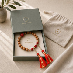 Tibetan Natural Peach Wood Cinnabar PiXiu Wealth Tassels Bracelet featuring Peach Wood, Cinnabar, Pixiu
