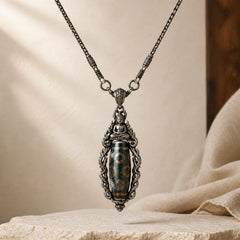 Tibetan Nine-Eye Dzi Bead Turquoise Buddha Wealth Rotation Necklace (Extra 30% Off | USE CODE: FS30) featuring Nine-Eye Dzi Bead, Dzi Bead, Turquoise