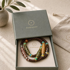 Tibetan Nine-Eye Dzi Bead Wealth Bracelet featuring Nine-Eye Dzi Bead, Dzi Bead