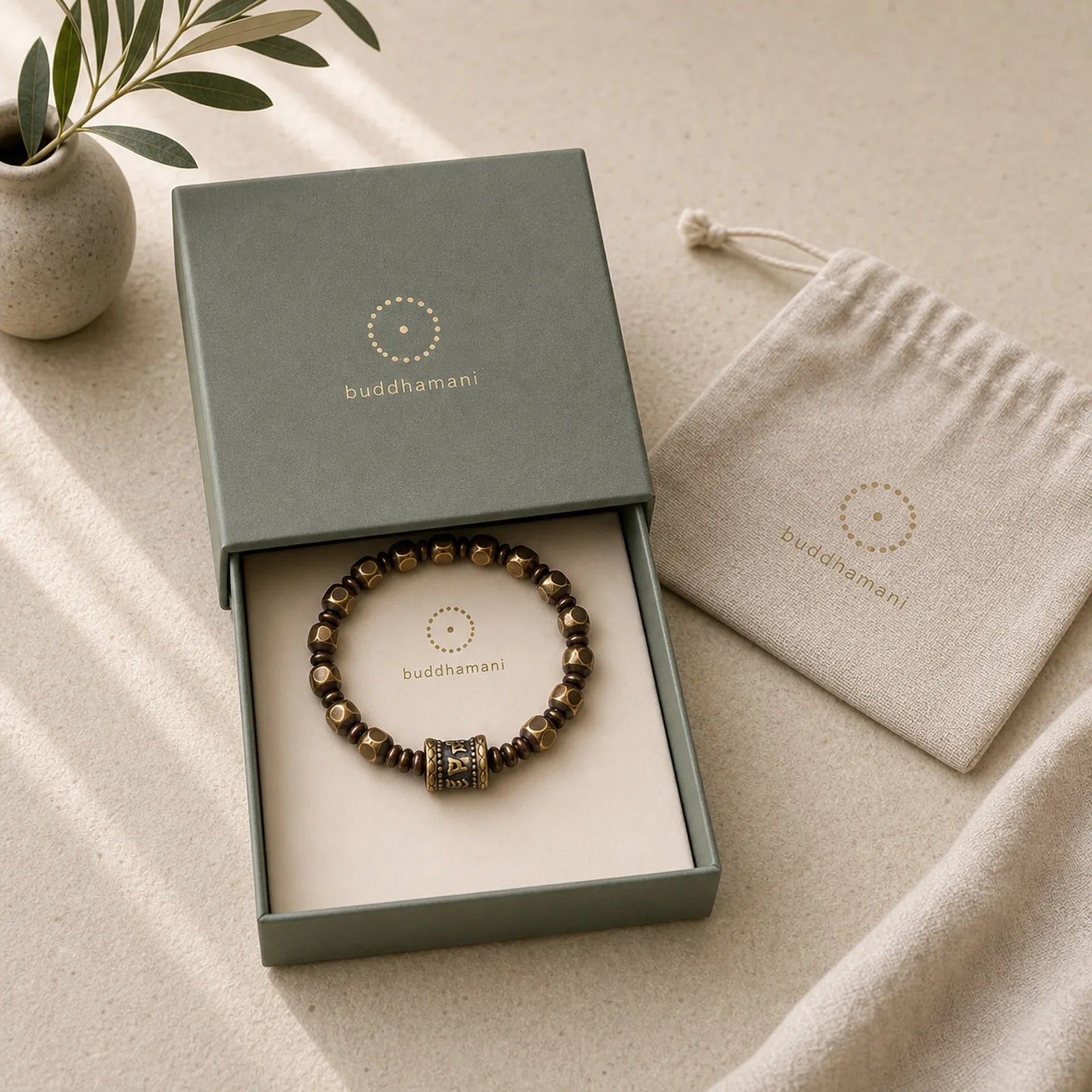 Tibetan Om Mani Padme Hum Carved Copper Brass Amulet Focus Bracelet featuring Om Mani Padme Hum, Om, Copper