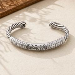 Tibetan Om Mani Padme Hum Heart Sutra Purity Cuff Bracelet featuring Om Mani Padme Hum, Om, Six True Words (Om Mani Padme Hum)