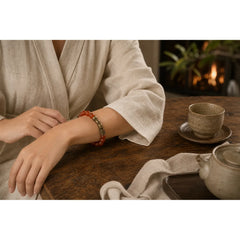 Tibetan Red Agate Green Agate Copper Confidence Fortune Bracelet featuring Red Agate, Green Agate, Copper