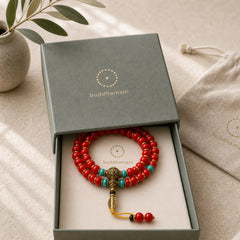 Tibetan Red Agate Turquoise Confidence Beaded Bracelet featuring Red Agate, Turquoise