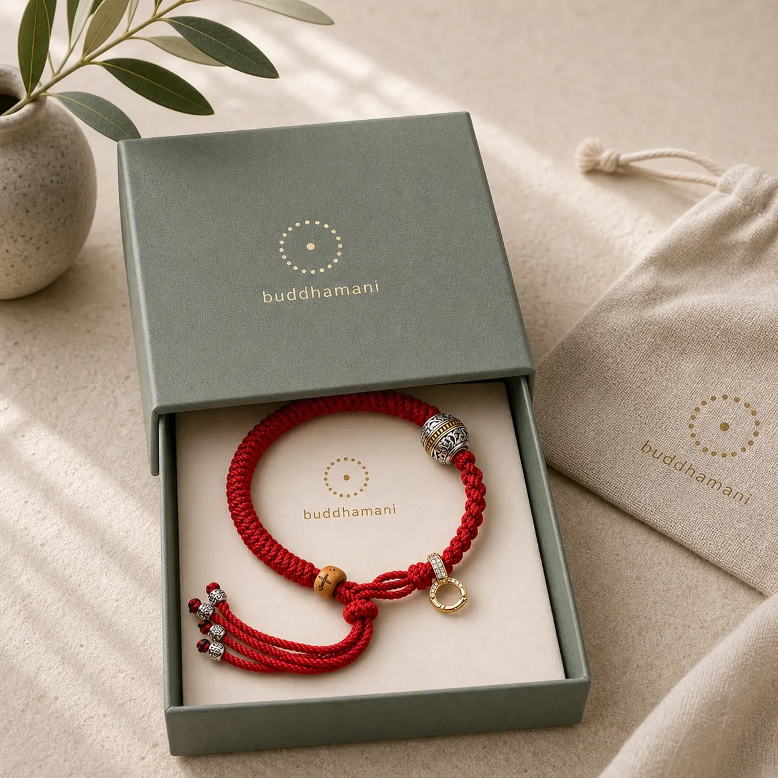 Tibetan Red Rope Diamond Knot Luck Braided Bracelet featuring Red String, Copper
