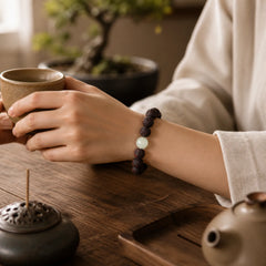 Tibetan Rosewood Engraving PiXiu Warmth Bracelet featuring Rosewood, Pixiu, Glowstone