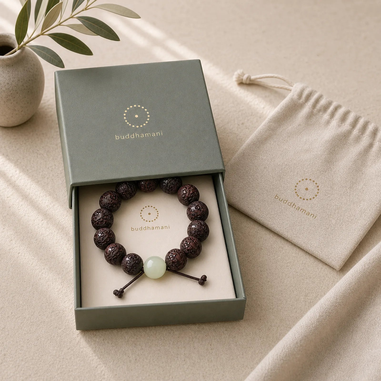 Tibetan Rosewood Engraving PiXiu Warmth Bracelet featuring Rosewood, Pixiu, Glowstone