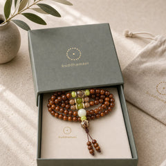 Tibetan Rosewood Mala Protection Calm Bracelet featuring Rosewood, Bodhi Seed, Lotus