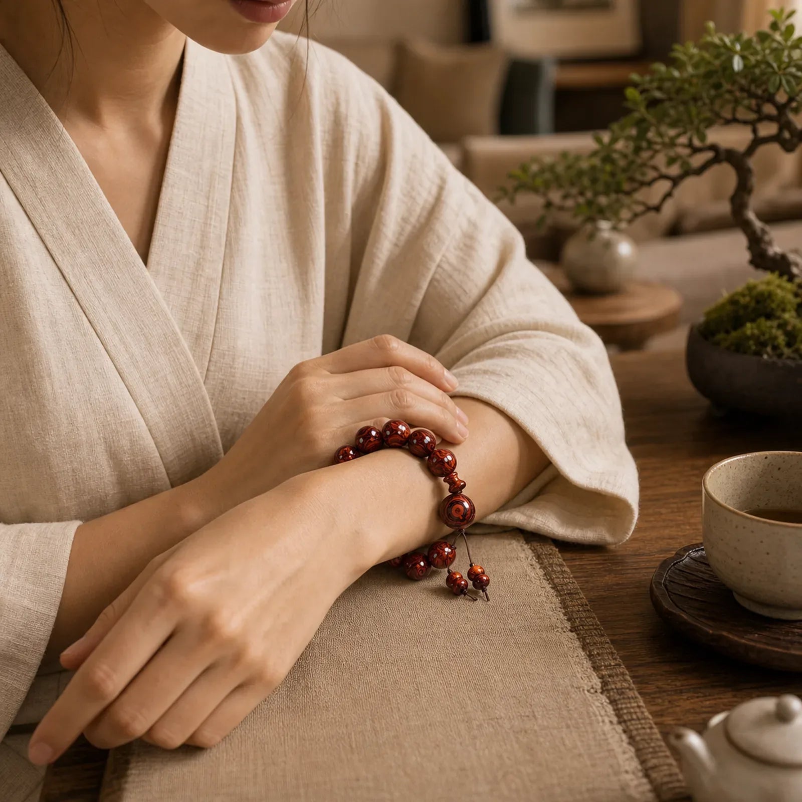Tibetan Rosewood Warmth Bracelet (Random Type) featuring Rosewood, Chinese Knotting