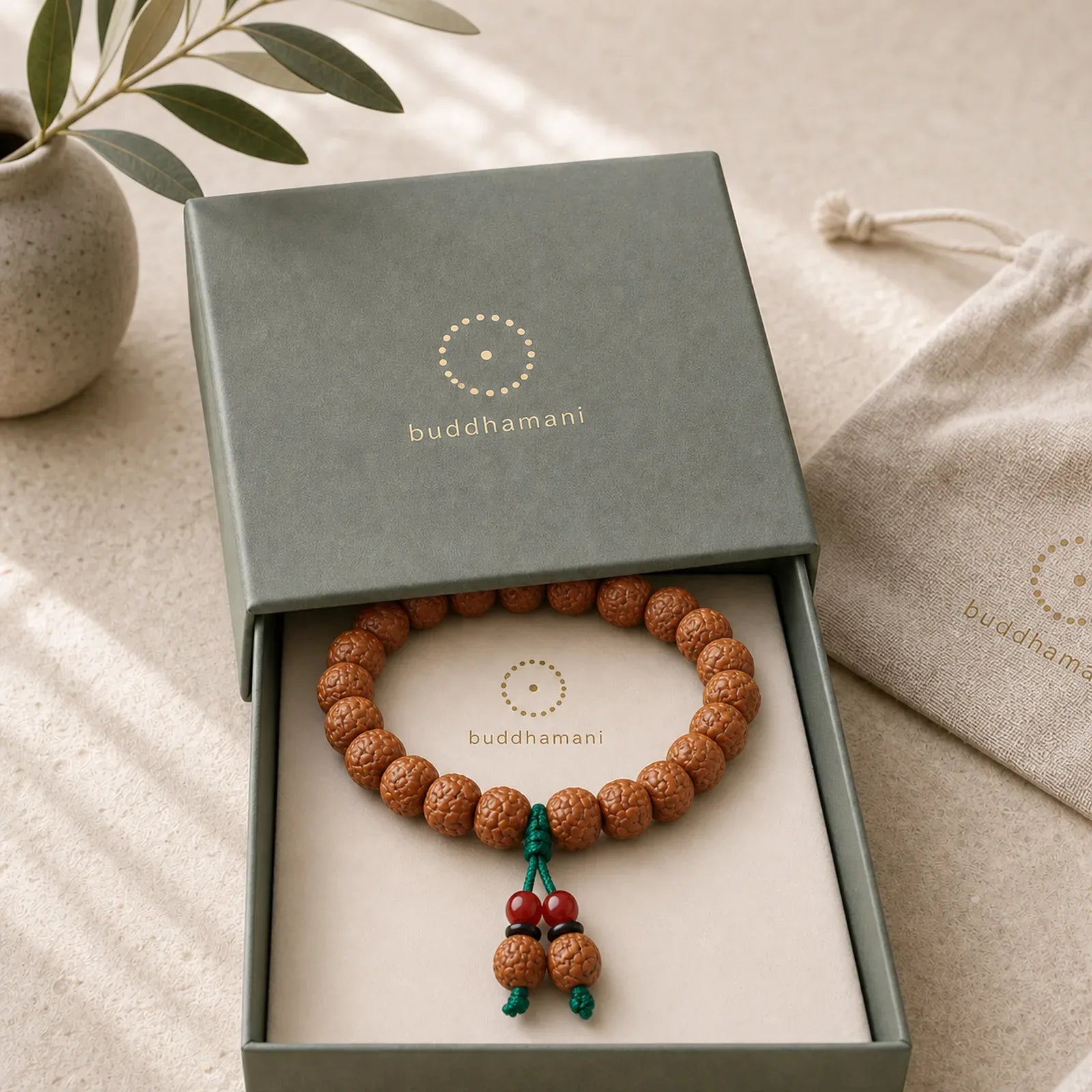 Tibetan Rudraksha Bodhi Seed Agate Wealth Bracelet featuring Bodhi Seed