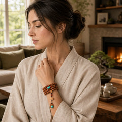 Tibetan Sandalwood Lotus Enlightenment Charm Mala Bracelet featuring Sandalwood, Lotus, Lotus Symbol