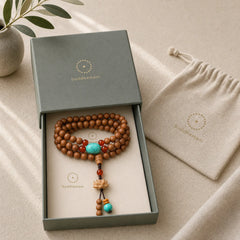 Tibetan Sandalwood Lotus Enlightenment Charm Mala Bracelet featuring Sandalwood, Lotus, Lotus Symbol