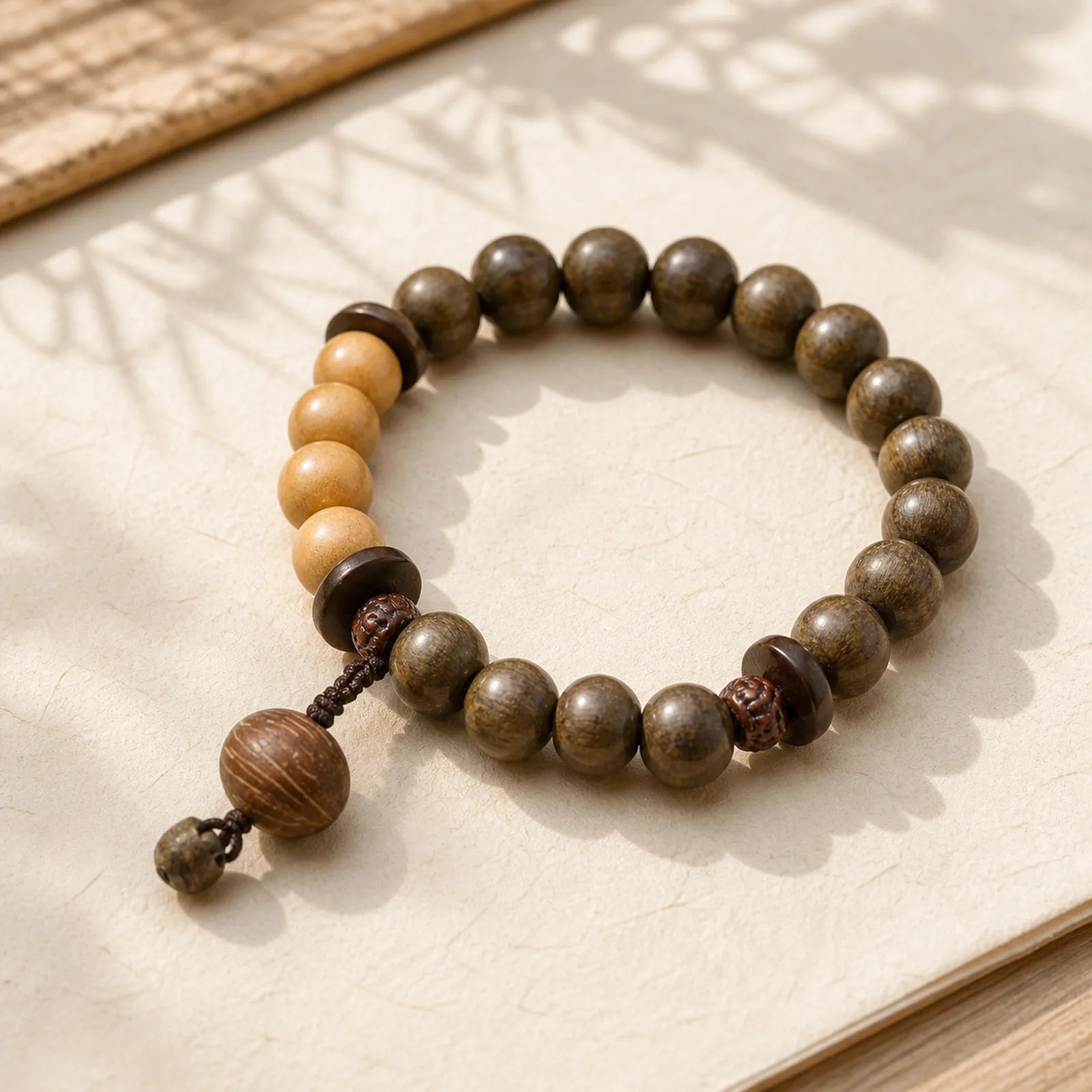 Tibetan Sandalwood Protection Charm Mala Bracelet featuring Sandalwood, Bodhi Seed