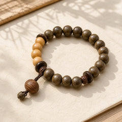 Tibetan Sandalwood Protection Charm Mala Bracelet featuring Sandalwood, Bodhi Seed