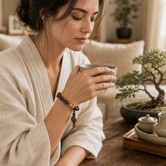 Tibetan Sandalwood Protection Charm Mala Bracelet featuring Sandalwood, Bodhi Seed