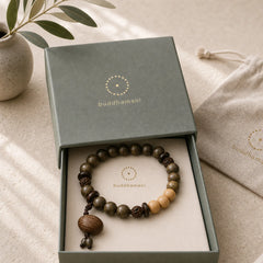 Tibetan Sandalwood Protection Charm Mala Bracelet featuring Sandalwood, Bodhi Seed