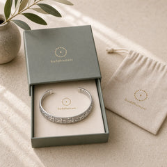 Tibetan Sanskrit White Copper Meditation Prayer Bracelet Bangle featuring Copper, Om, Six True Words (Om Mani Padme Hum)