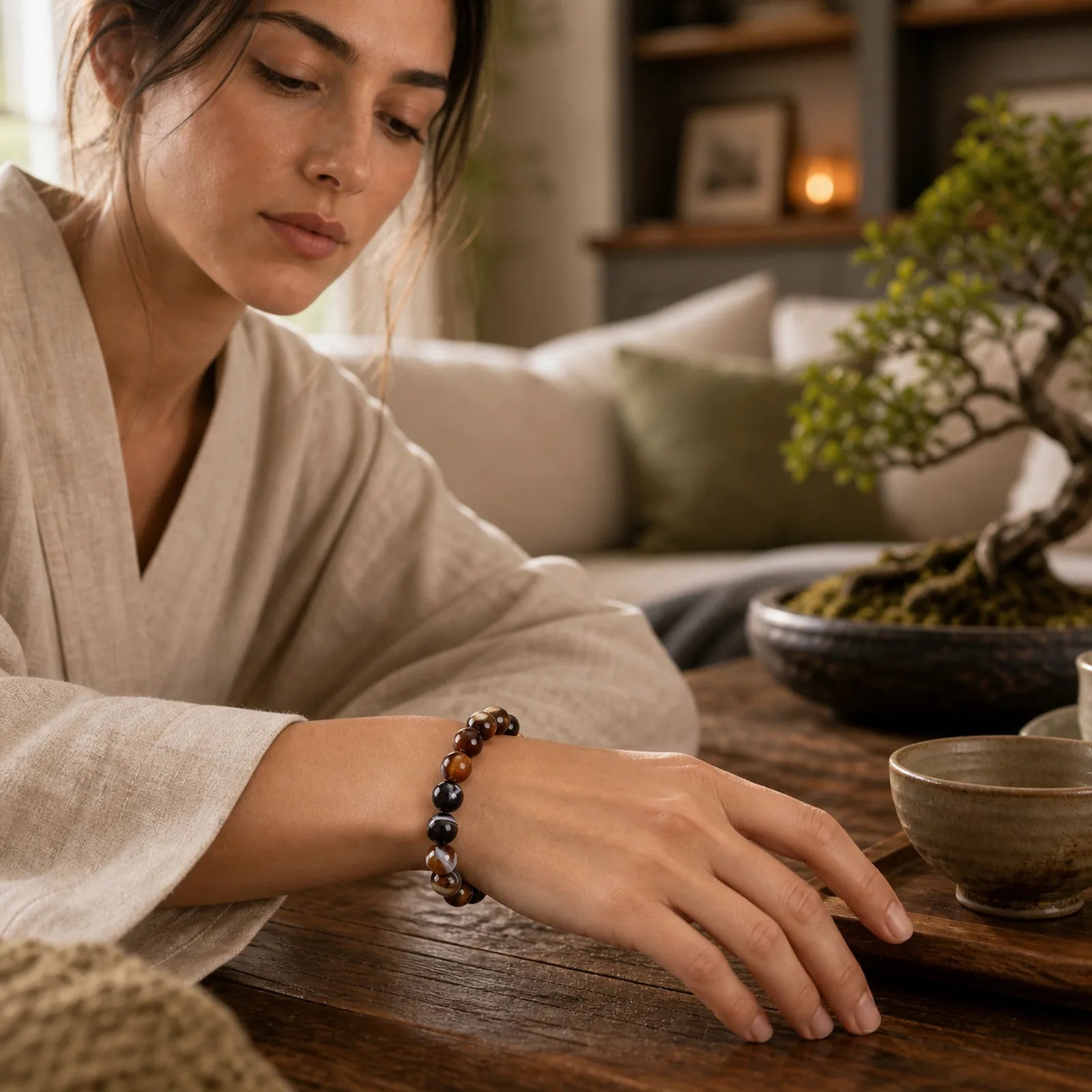 Tibetan Sardonyx Happiness Positive Bracelet featuring Sardonyx