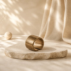 Tibetan Simple Design Copper Brass Frosted Wealth Ring featuring Copper