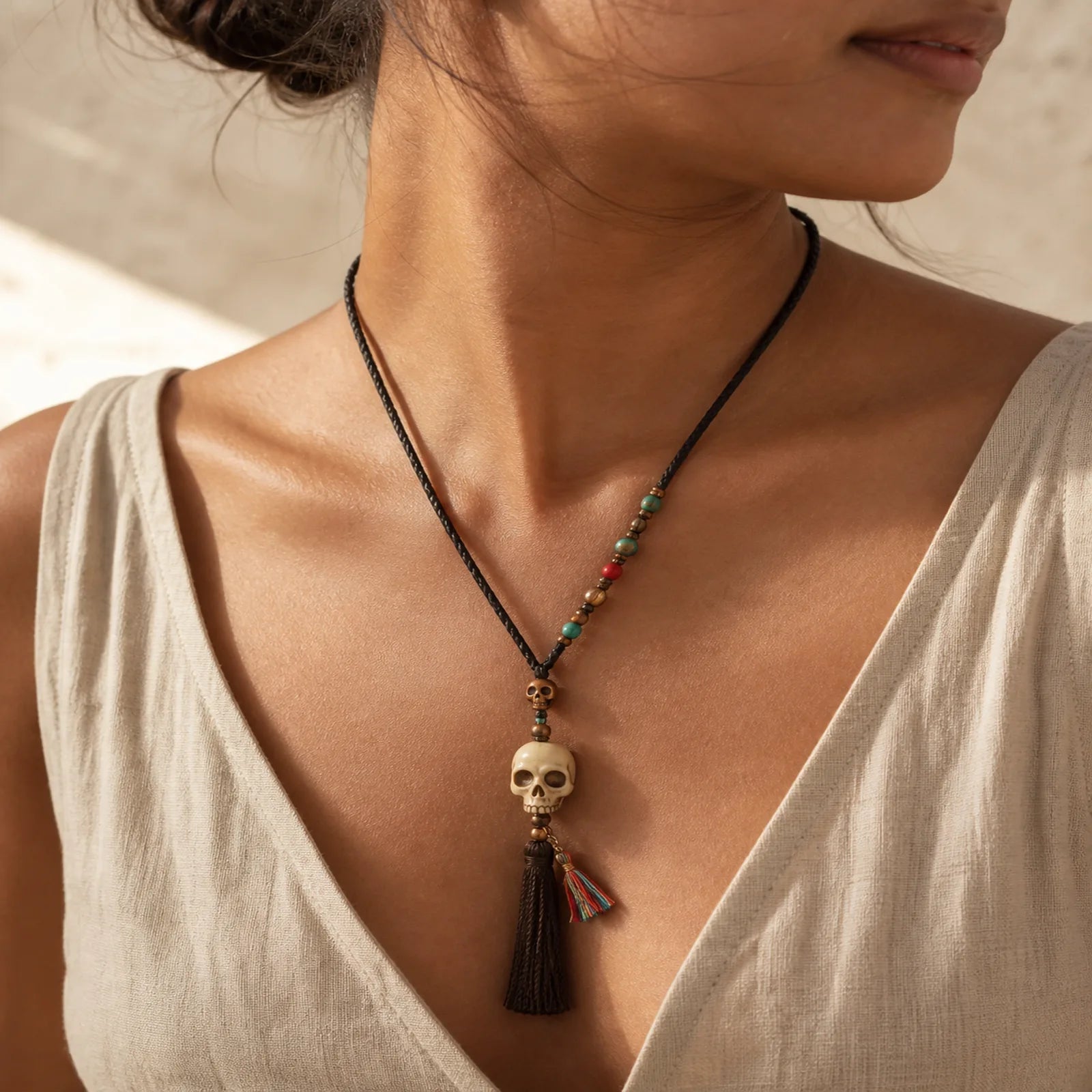 Tibetan Skull The Lord Of The Corpse Forest Keep Away Evil Spirits Necklace Pendant featuring The Lord of the Corpse Forest, Turquoise, Copper