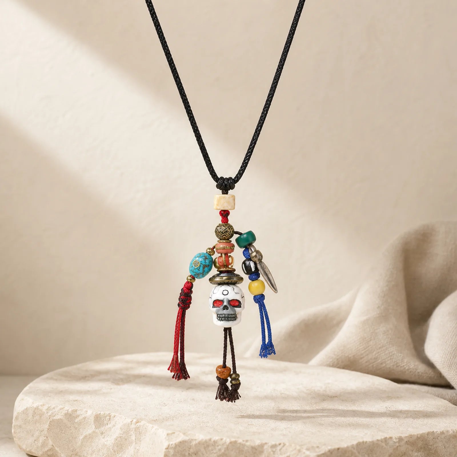 Tibetan Skull The Lord of the Corpse Forest New Beginning Rope Necklace Pendant featuring The Lord of the Corpse Forest, Copper