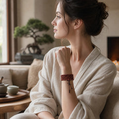 Tibetan Small Leaf Red Sandalwood 108 Beads Mala Meditation Bracelet featuring Small Leaf Red Sandalwood, Red Sandalwood, Sandalwood