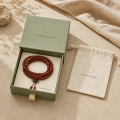 Tibetan Small Leaf Red Sandalwood 108 Beads Mala Meditation Bracelet featuring Small Leaf Red Sandalwood, Red Sandalwood, Sandalwood