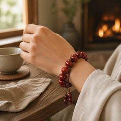 Tibetan Small Leaf Red Sandalwood Balance Bracelet featuring Small Leaf Red Sandalwood, Red Sandalwood, Sandalwood