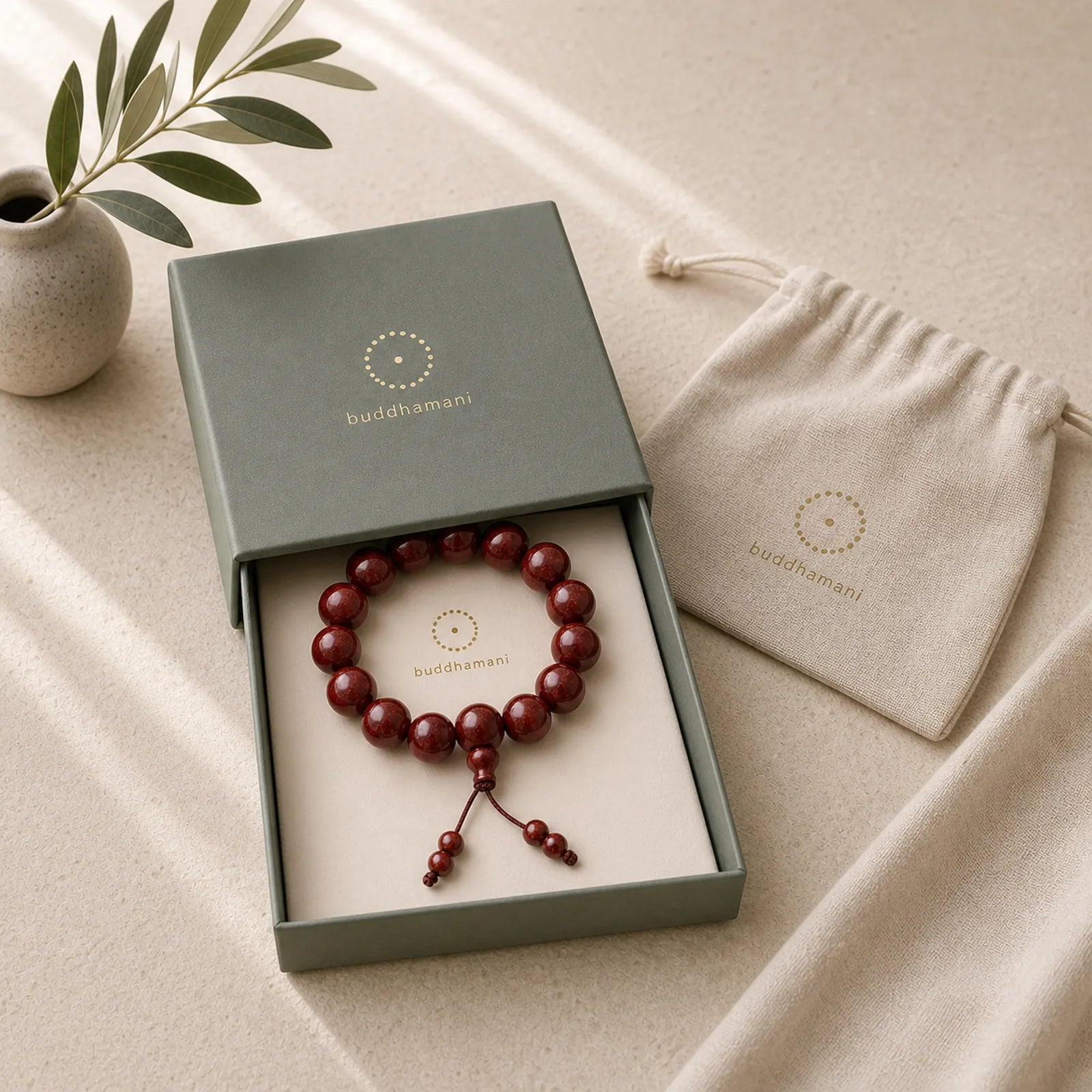 Tibetan Small Leaf Red Sandalwood Balance Bracelet featuring Small Leaf Red Sandalwood, Red Sandalwood, Sandalwood