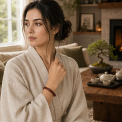Tibetan Small Leaf Red Sandalwood Ebony Green Sandalwood Protection Bracelet Bangle featuring Small Leaf Red Sandalwood, Red Sandalwood, Sandalwood