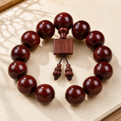 Tibetan Small Leaf Red Sandalwood Relaxation Bracelet featuring Small Leaf Red Sandalwood, Red Sandalwood, Sandalwood