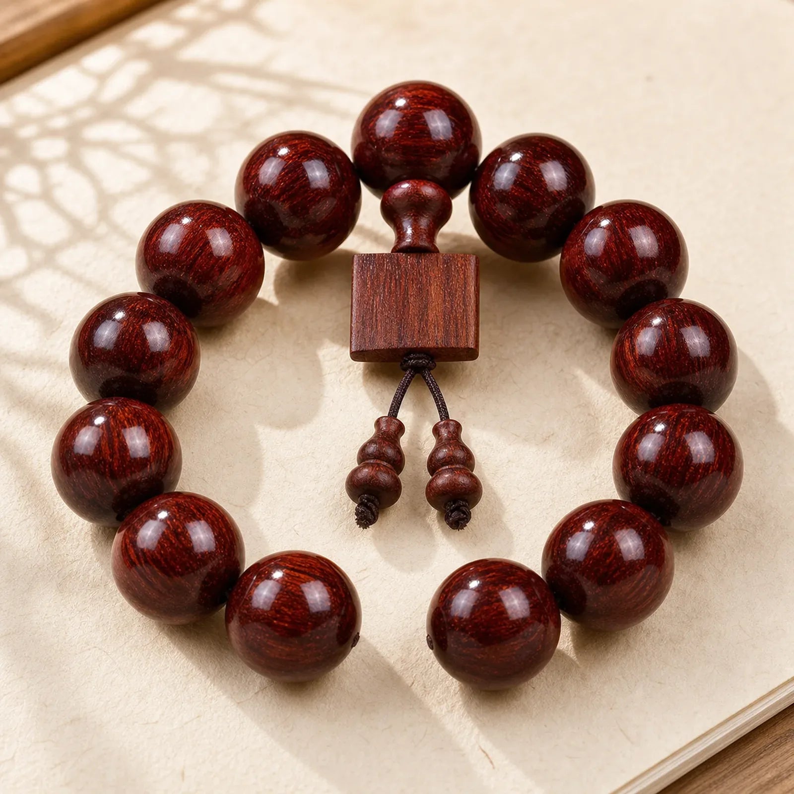 Tibetan Small Leaf Red Sandalwood Relaxation Bracelet featuring Small Leaf Red Sandalwood, Red Sandalwood, Sandalwood