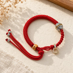 Tibetan Thangka Green Silver Tara Zakiram Goddess Of Wealth Red Braid String Luck Bracelet featuring Silver, Lotus