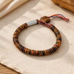 Tibetan Tiger Eye Om Mani Padme Hum Protection Power Bracelet featuring Tiger Eye, Om Mani Padme Hum, Om