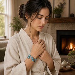 Tibetan Turquoise Balance Bracelet featuring Turquoise, Silver, Lapis Lazuli (Lazurite)