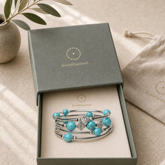 Tibetan Turquoise Balance Bracelet featuring Turquoise, Silver, Lapis Lazuli (Lazurite)