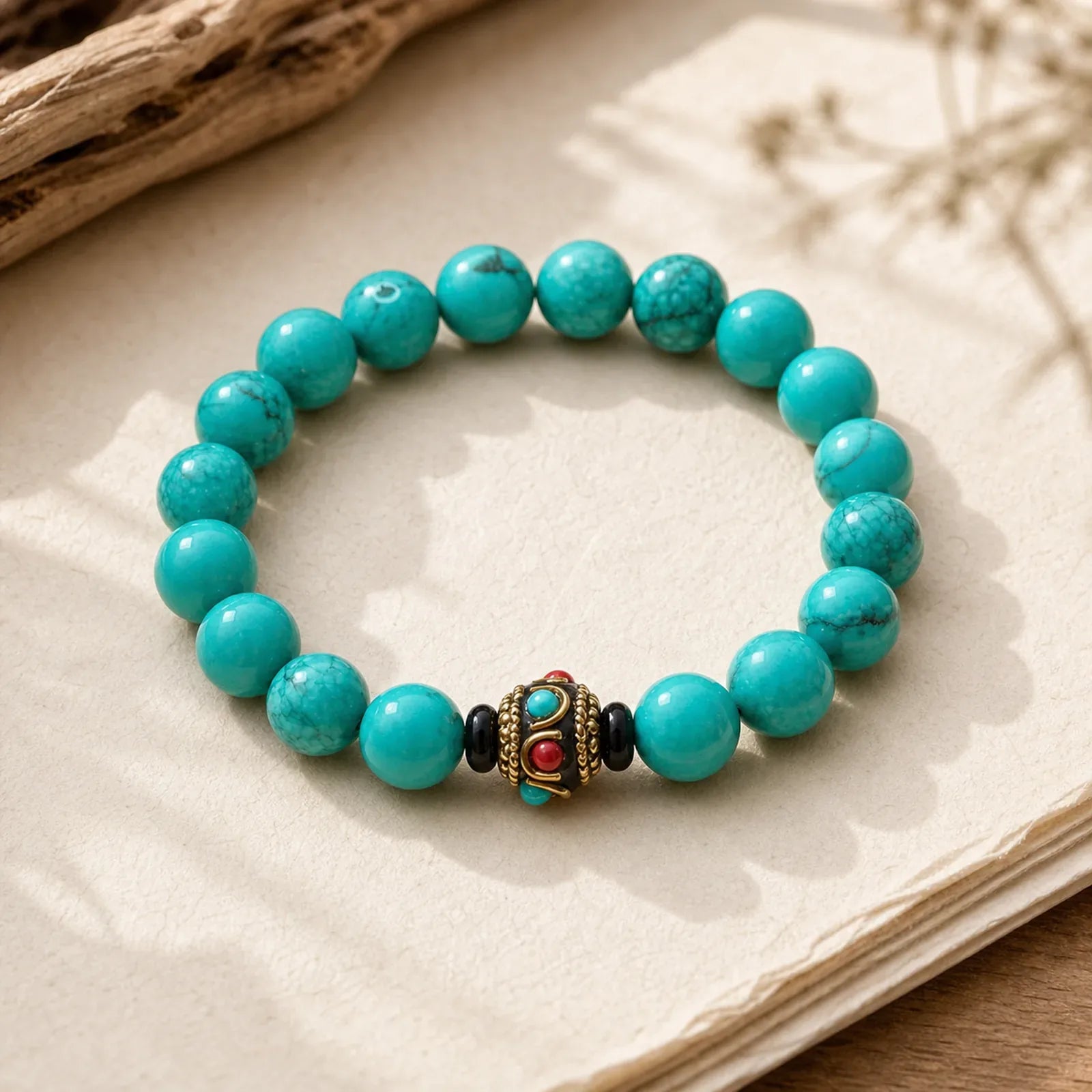 Tibetan Turquoise Protection Bracelet featuring Turquoise, Copper