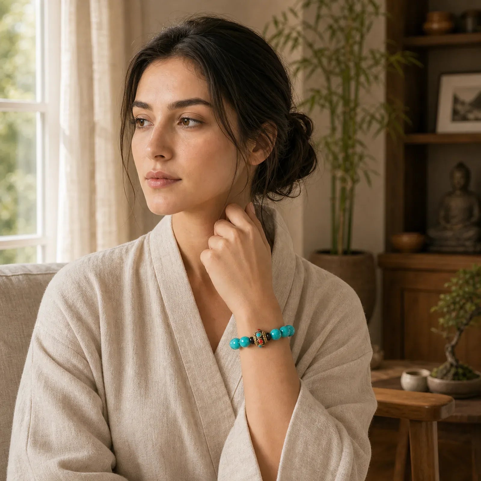 Tibetan Turquoise Protection Bracelet featuring Turquoise, Copper