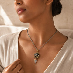 Tibetan Vajra Three Heads Six Arms Design Copper Healing Spiritual Power Necklace Pendant featuring Vajra, Copper