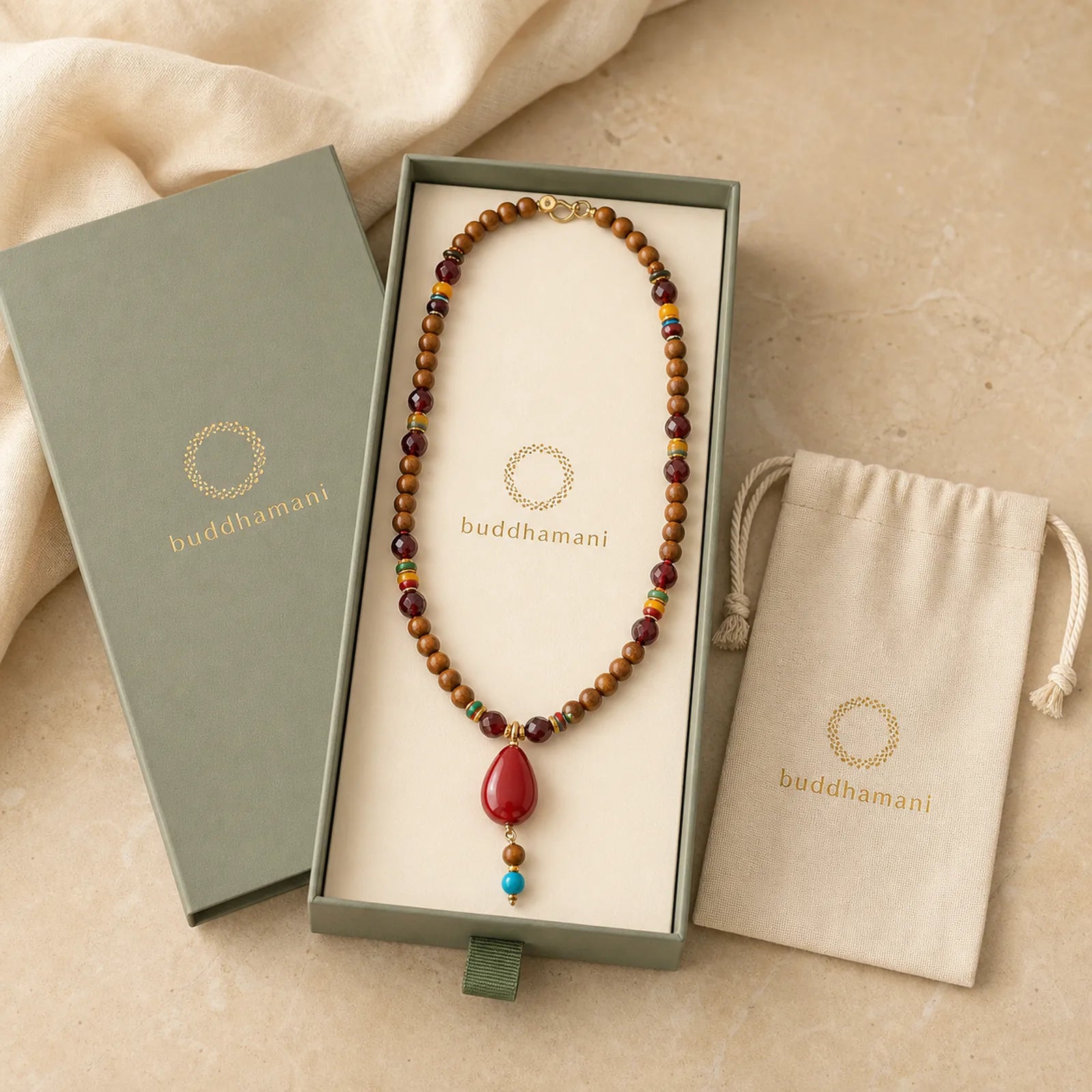 Tibetan Wenge Wood Bodhi Seed Agate Balance Peace Necklace Pendant (Extra 40% Off | USE CODE: FS40) featuring Wenge Wood, Bodhi Seed, Turquoise