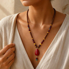 Tibetan Wenge Wood Bodhi Seed Agate Balance Peace Necklace Pendant (Extra 40% Off | USE CODE: FS40) featuring Wenge Wood, Bodhi Seed, Turquoise