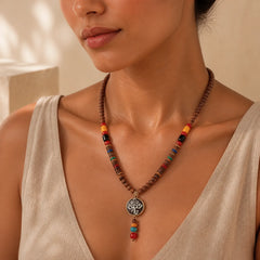 Tibetan Wenge Wood Bodhi Seed Agate Elephant Protection Necklace Pendant (Extra 40% Off | USE CODE: FS40) featuring Wenge Wood, Bodhi Seed, Elephant Symbol