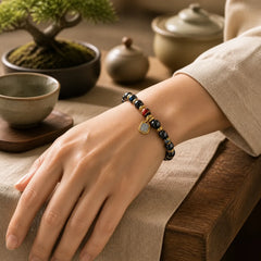 Tibetan Zakiram Goddess of Wealth Liuli Glass Incense Ash Porcelain Bead Luck Bracelet featuring