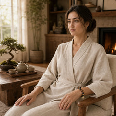 Tibetan Zakiram Goddess of Wealth Liuli Glass Incense Ash Porcelain Bead Luck Bracelet featuring