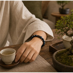 Tiger Eye Ebony Wood Beads Calm Bracelet featuring Tiger Eye, Ebony Wood, Ebony