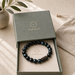 Tiger Eye Ebony Wood Beads Calm Bracelet featuring Tiger Eye, Ebony Wood, Ebony